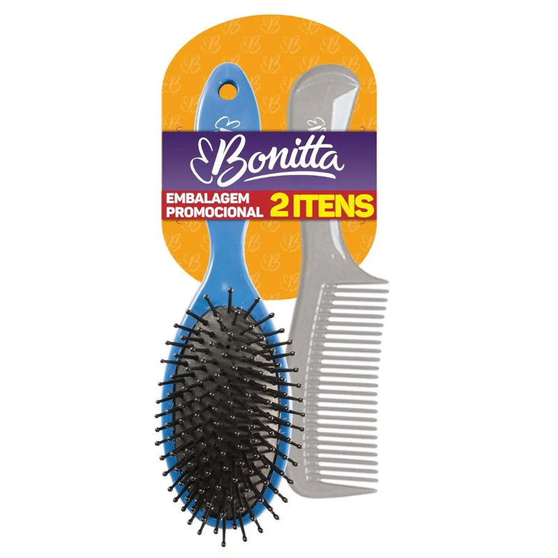 Bonitta Kit Econ Médio Escova E Pente (Cores Diversas) Ref. 558BT