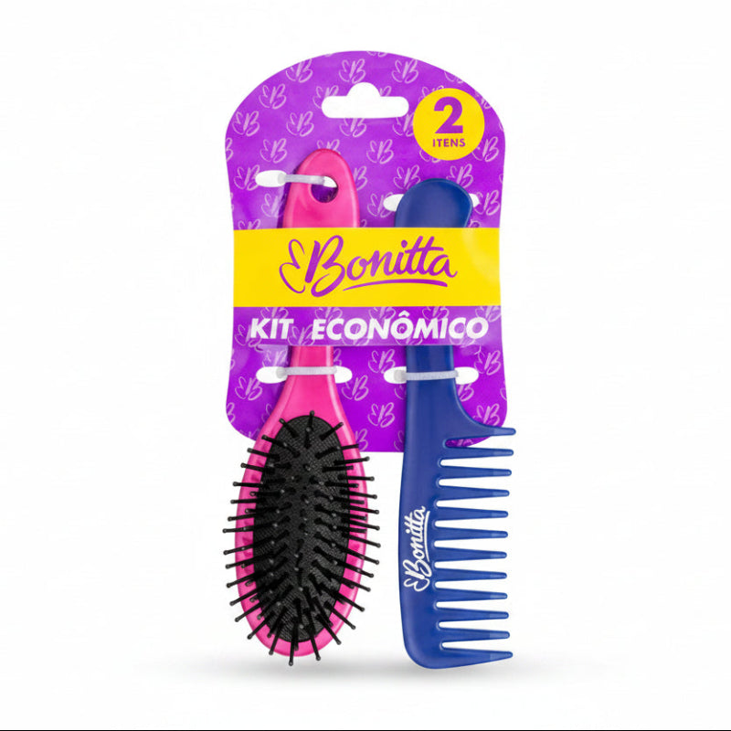 Bonitta Kit Econ Médio Escova E Pente (Cores Diversas) Ref. 558BT
