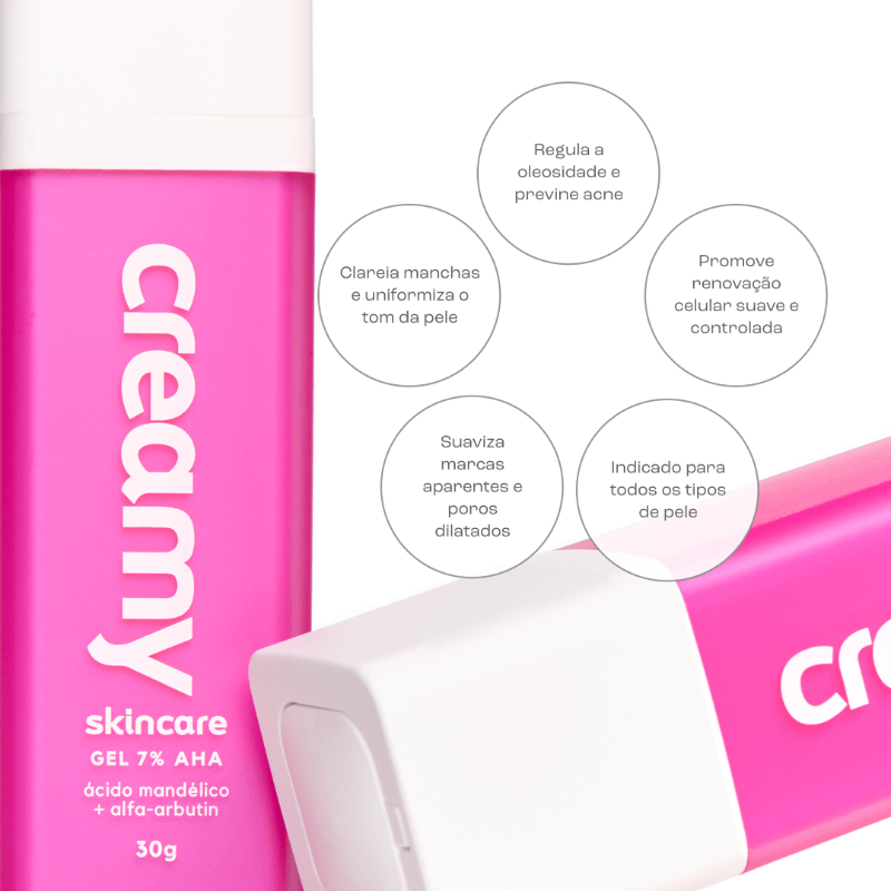 Creamy Skincare Gel Clareador Antiacne -Acido Mandélico 30G