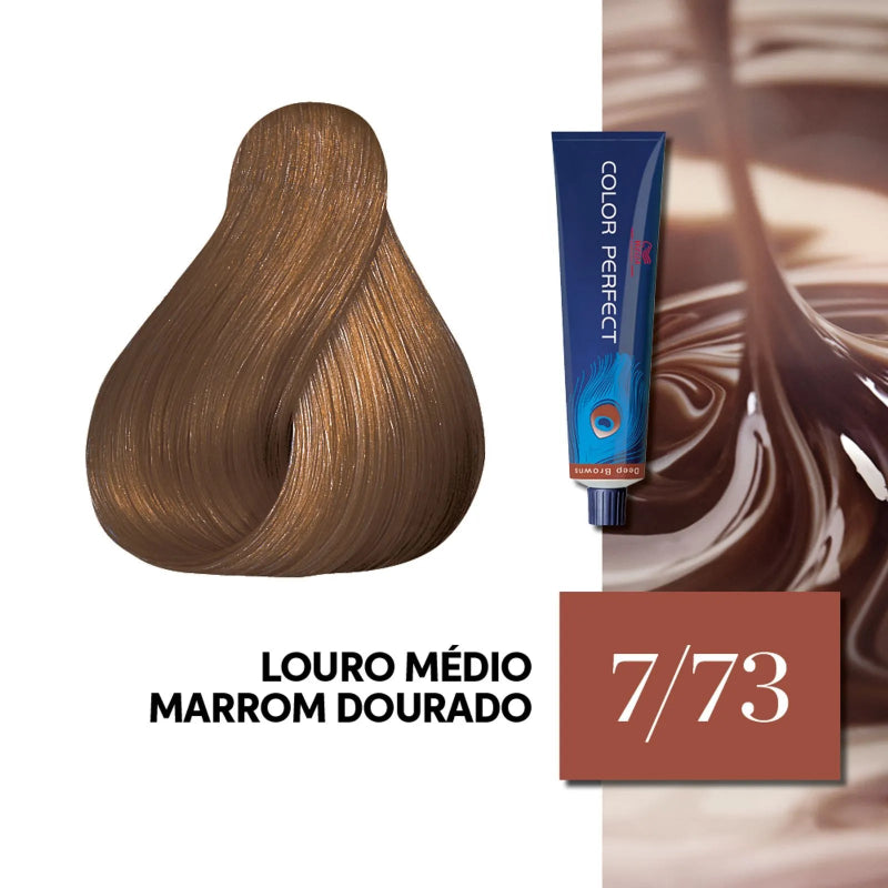 Wella Tintura Color Perfect 7/73 Louro Médio Marrom Dourado 60ml