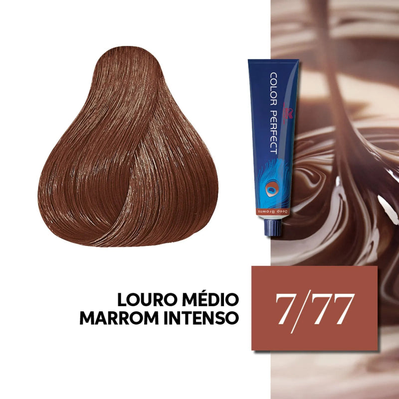 Wella Tintura Color Perfect 7/77 Louro Médio Marrom Intenso 60ml