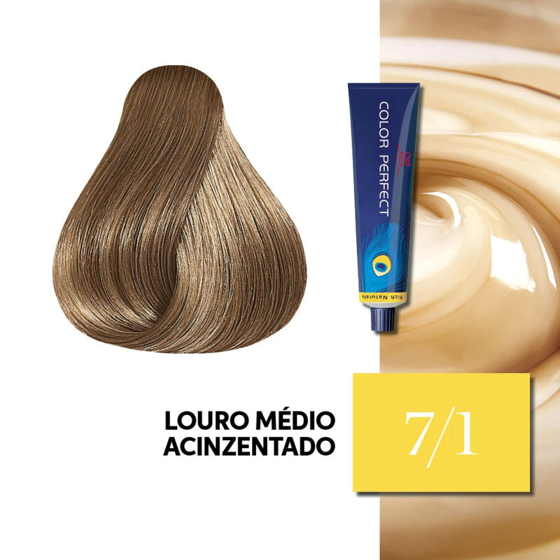 Wella Tintura Color Perfect 7/1 Louro Médio Acinzentado 60ml