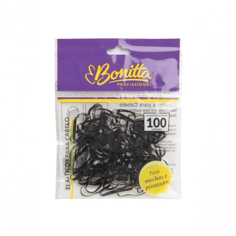 Bonitta Elástico Para Cabelo Profissional  Preto Com 100 Unidades