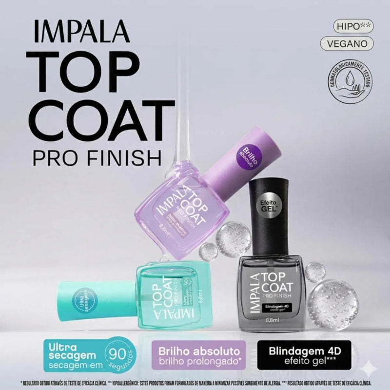Esmalte Impala Top Coat Pro Finish 8,8ml Brilho Absoluto