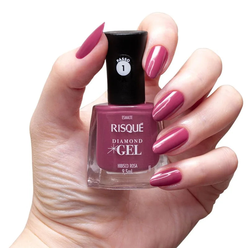 Esmalte Risque Diamond  Gel Hibisco Rosa 9,5ml