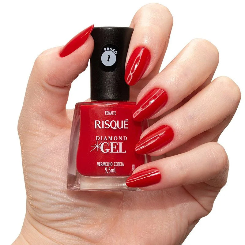 Esmalte Risque Diamond  Gel Vermelho Cereja 9,5ml