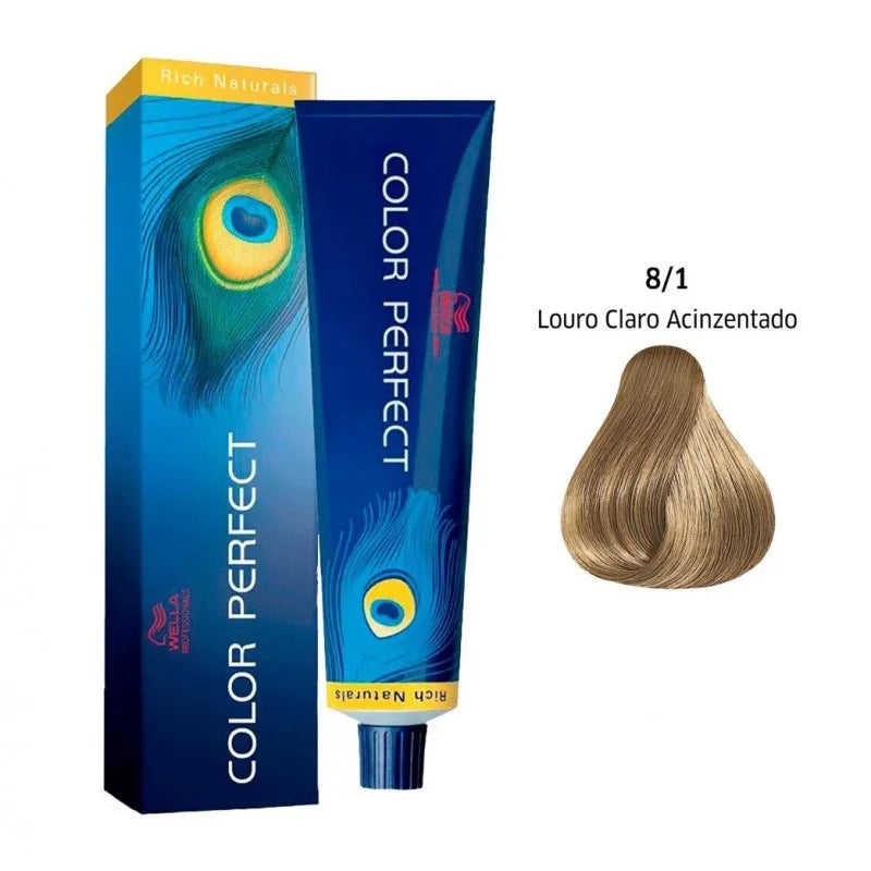 Wella Tintura Color Perfect 8/1 Louro Claro Acinzentado 60ml