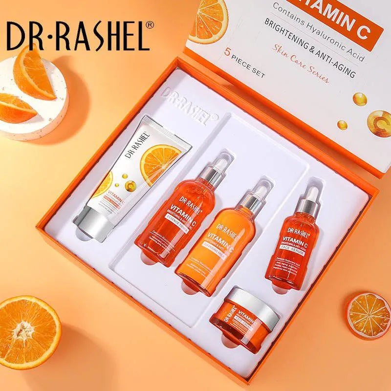 Kit Facial Vitamina C Brightening &amp; Antiaging 5 Peças – Dr. Rashel