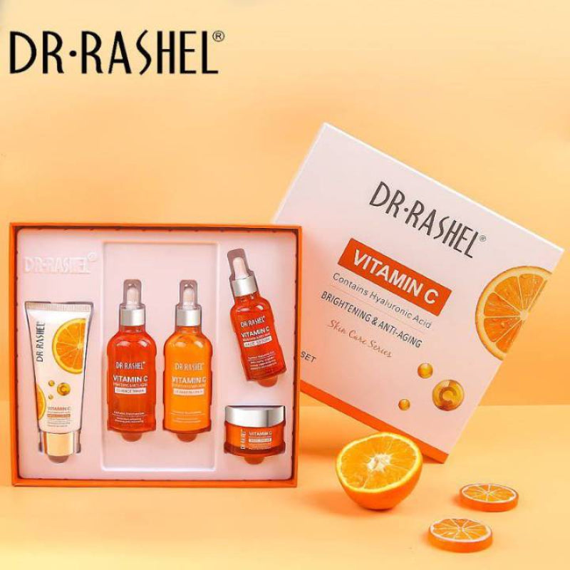 Kit Facial Vitamina C Brightening &amp; Antiaging 5 Peças – Dr. Rashel