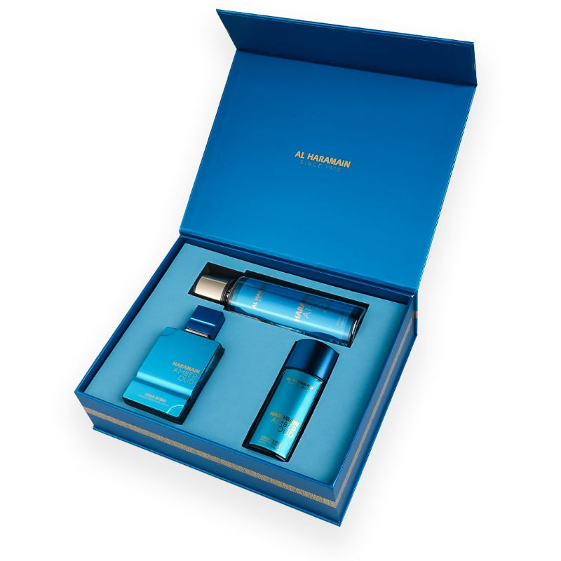 Al Haramain Amber Oud Kit Aqua Dubai Unissex  250ml Extrait De Parfum